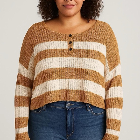 American Eagle Outfitters Sweaters - American Eagle Striped Henley Sweater